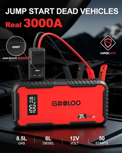 Vista 2 de GOOLOO Arrancador GT3000 y arrancador de salto A3 con compresor de aire