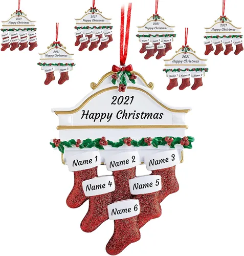 Vista 8 de Adornos de Navidad personalizados para familia de 2, adornos de Navidad familiares personalizados con nombres, decoraciones de Navidad