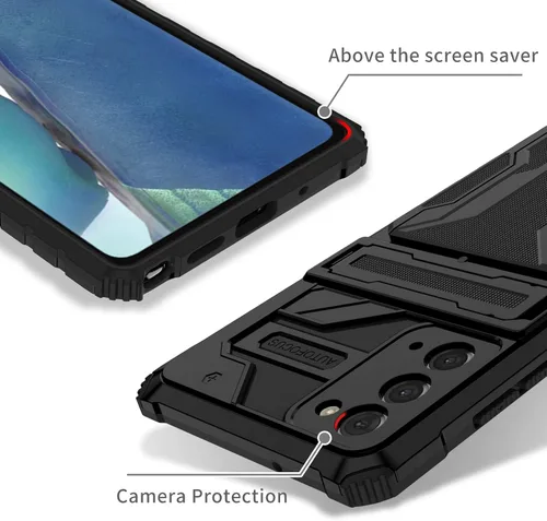 Vista 5 de Asuwish Funda de teléfono para Samsung Galaxy Note 20 Glaxay Note20 5G con protector de pantalla de vidrio templado y soporte para tarjeta de Negro
