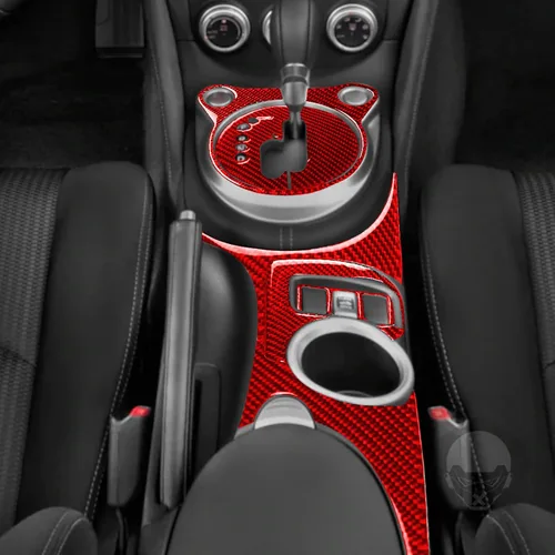 Vista 3 de Juego de calcomanías para consola central de coche, juego de calcomanías de fibra de carbono suave para interior de automóvil compatible con Nissan
