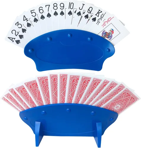 Vista 4 de Yuanhe Portatarjetas para jugar a las cartas, paquete de 4 cartas para adultos, niños, mayores, juego de cartas de canasta, ideal para fiestas