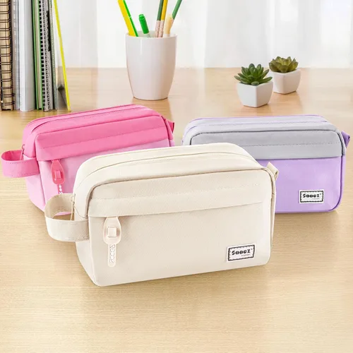 Vista 7 de Sooez Estuche para lápices original de alta capacidad, bolsa grande para lápices, estuche organizador para bolígrafos, suministros estéticos