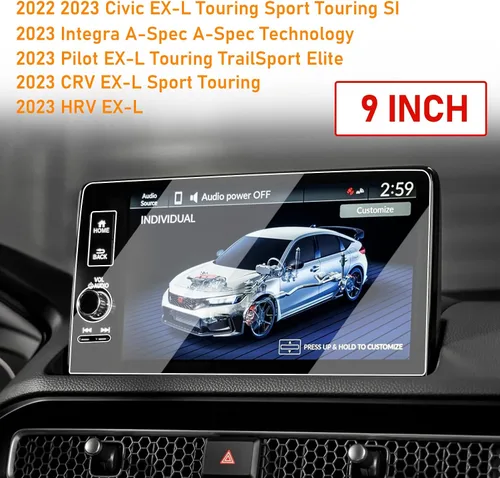 Vista 3 de Yumzeco Protector de pantalla compatible con Honda Civic 2022-2025 2023 2024 2025 CRV HRV Pilot Integra de 9 pulgadas, protector de pantalla