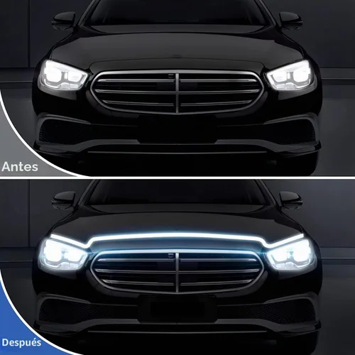 Vista 3 de Tira de luz flexible para capó de automóvil, 59 pulgadas, luz LED dinámica de circulación diurna para automóvil, camión, SUV, luz blanca, fácil