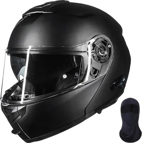 Vista 11 de ILM 159BT - Casco modular de motocicleta Bluetooth para 2-3 conductores, intercomunicador, cara completa, casco abatible DOT con máscara facial
