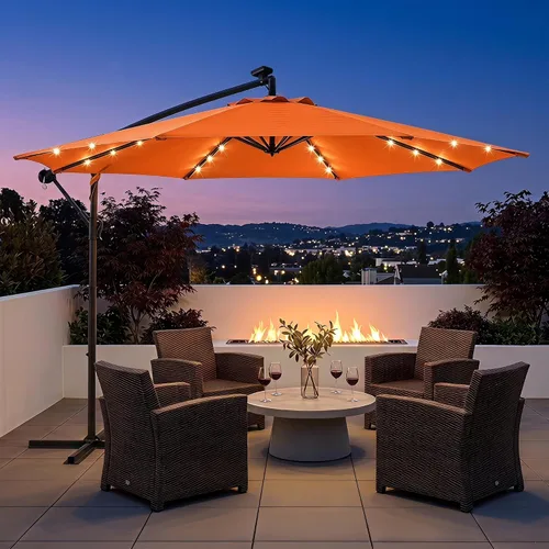 Vista 23 de LAUSAINT HOME Sombrilla de patio con desplazamiento LED de 10 pies, sombra Verde