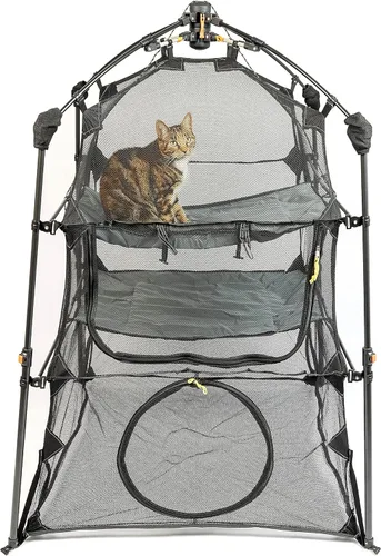 Vista 10 de Outback Jack Cerca exterior para gatos de casa (tienda de campaña portátil, tienda de campaña al aire libre, túnel y casa de juego) Carpas