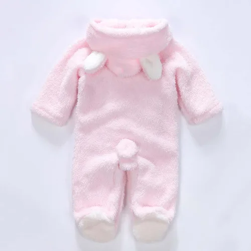 Vista 5 de Mono de invierno con forro polar para bebé y niña, cálido y suave con capucha para bebé