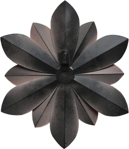 Vista 4 de Arte de Pared de Flores de Metal Rosa, Escultura Floral Rústica Moderna de 11", Decoración Colgante Envejecida del Hogar, Obras de Arte Decorativas