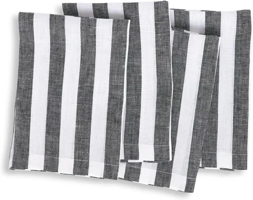 Vista 15 de Solino Home Sorrento - Juego de 4 manteles individuales de lino 100% lino puro, 14 x 19 pulgadas, color negro y natural, para otoño