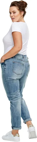 Vista 7 de Ellos Cómodos jeans estilo boyfriend de talla grande para mujer Denim elástico tiro medio