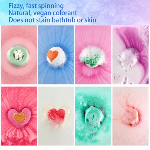 Vista 3 de Bombas de baño para niñas - Bombas de baño, regalos de Navidad para mujeres y niños, baño de burbujas, juego de regalo de bombas de baño hecho a