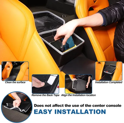 Vista 7 de Sekhyna Caja de almacenamiento de control central para automóvil compatible con Chevrolet Corvette C7 2014-2019, caja organizadora de asiento