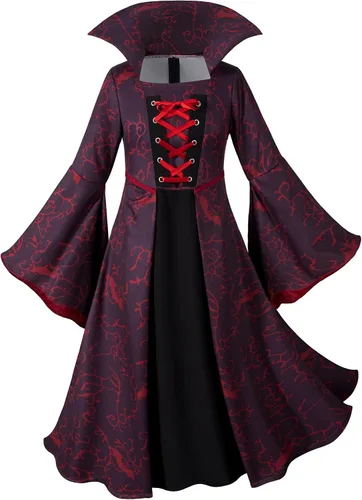 Vista 2 de Vampire Costume for Girls, Gothic Victorian Vampiress Dress Set
