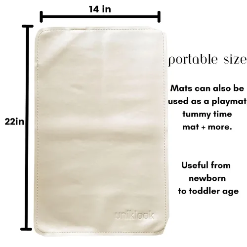 Vista 4 de UNIKLOOK Cambiador portátil de cuero - Cuero vegano - Cambiador de bebé de viaje - Estación de cambio de pañales portátil multiusos impermeable 14 x