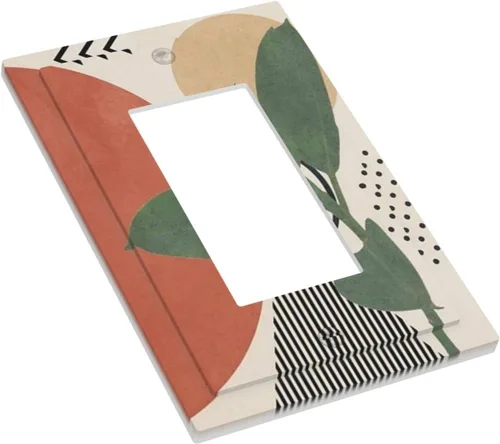 Vista 3 de Mid Century Modern Boho 1 Gang Cubierta de Interruptor de Luz Soltera Rocker Placa de Pared Decorativa GFCI Placa Frontal Toma Eléctrica Cubierta