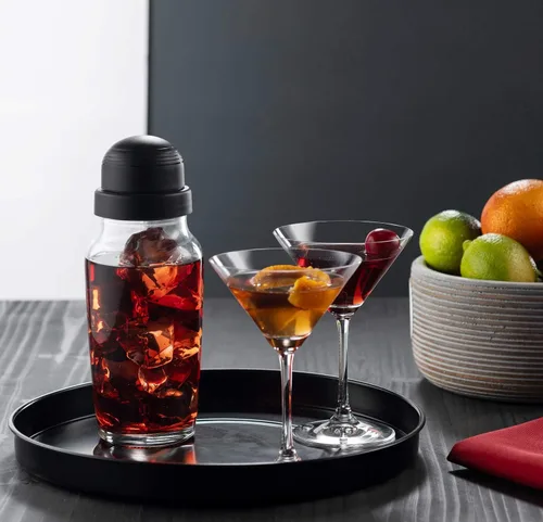 Vista 2 de Godinger Coctelera, coctelera de Martini, coctelera de vidrio de fabricación italiana, 19 onzas, juego de 2