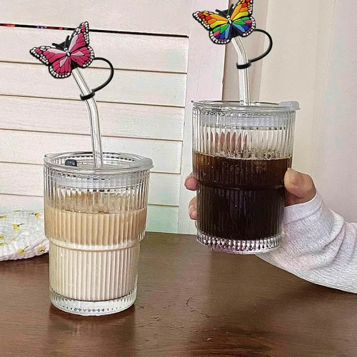 Vista 3 de 9 fundas de pajilla, reutilizables, a prueba de polvo, para vasos, de silicona, a prueba de salpicaduras, cubiertas de pajitas portátiles