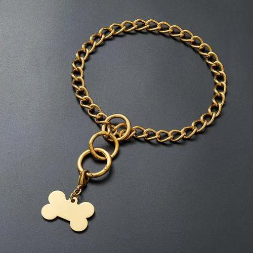 Vista 7 de Collar de cadena de eslabones cubanos resistente para caminar con gancho de cierre de anillo, 0.591 in, oro de 18 quilates, acero inoxidable