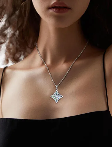 Vista 5 de INFUSEU Joyería irlandesa de plata esterlina, collar de nudo de bruja celta Claddagh para mujeres, adolescentes y niñas
