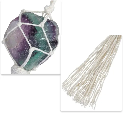 Vista 2 de Amogeeli Adorno colgante de cristal de fluorita natural, colgante de piedra cruda para decoración colgante para el hogar y la oficina