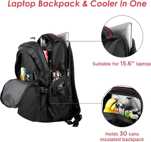 Vista 3 de OUTXE Mochila térmica térmica de 22 litros con aislamiento para laptop de 15.6 pulgadas, mochila de almuerzo para el trabajo diario mochilas