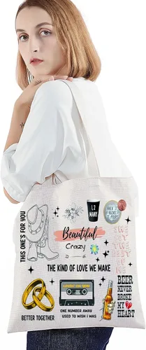 Vista 3 de BWWKTOP Bolsa de lona para cantante de campo, álbum de música, regalos para música country para fanáticos de los cantantes (peines TG)