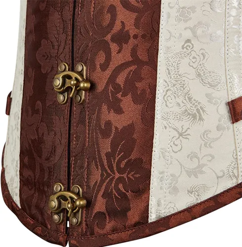 Vista 5 de frawirshau Corsés Steampunk para mujer, corsé gótico retro con cordones