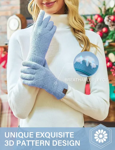 Vista 4 de FZ FANTASTIC ZONE Women Winter Warm Knit Touchscreen Gloves Cold Weather with Thermal Fleece Lined