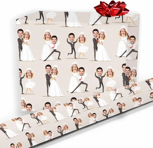 Vista 23 de Artsadd Papel de regalo personalizado con texto con imagen para aniversario, día de San Valentín, papel de regalo con foto personalizada con corazón
