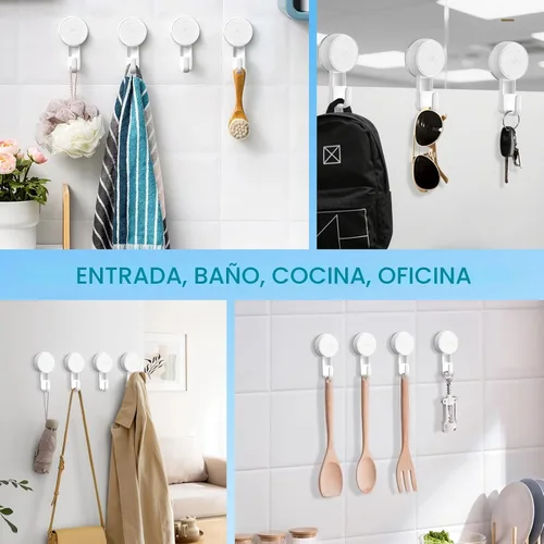 Vista 8 de LUXEAR Ganchos de succión potentes ganchos de succión al vacío, ganchos de ducha resistentes al agua, gancho de succión para baño, toalla de cocina