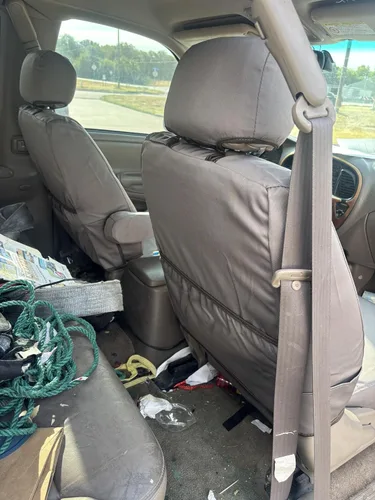 Vista 4 de Durafit Seat Covers Compatible con Tundra LTD Access 2000-2004 o asientos delanteros de cabina doble con controles eléctricos, sarga gris pardo