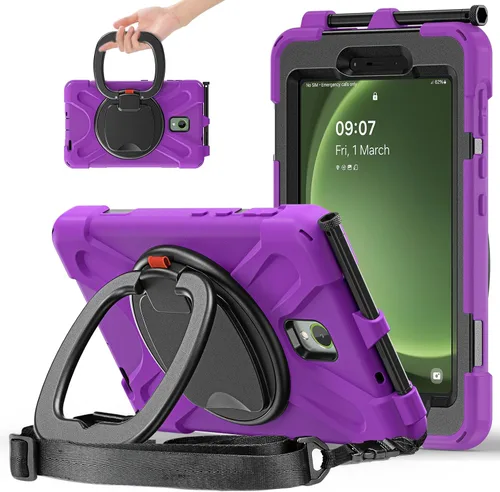 Vista 35 de 360 Rotation Case for Galaxy Tab ActivePro/Tab Active4 Pro/Active 5 Pro 10.1" Sturdy Cover Rotate Ring Stand Shoulder Carrying Strap Hand Strap