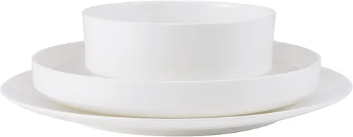 Vista 2 de Mikasa Macie Bone China - Juego de vajilla ligera de 12 piezas resistente a las astillas, servicio para 4, color blanco