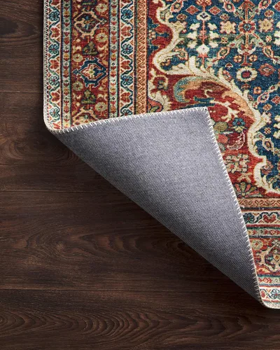 Vista 6 de Loloi, Colección Layla LAY-09 Azul Cobalto/Especia - Alfombra decorativa de 2 pies 0 pulgadas x 5 pies 0 pulgadas, 0,13" de espesor, suave, Azul