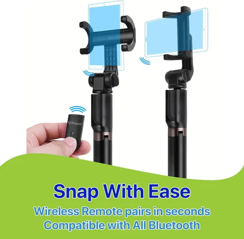 Vista 3 de Trípode para selfie stick con bolsa de control remoto inalámbrico, extensible y ajustable, soporte ligero V-Log compatible con todos los iPhone