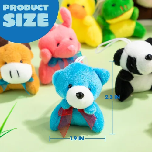Vista 3 de JOYIN Paquete de 12 mini juguetes de peluche de animales al azar (12 unidades de 3 pulgadas cada uno), animales de peluche a granel para niños