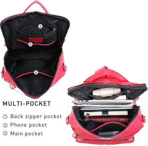 Vista 17 de MKP COLLECTION Mochila de moda para mujer, bolsa convertible grande para mujer, mochila de viaje, bolsa de hombro, juego de 2 piezas con borla, Beige