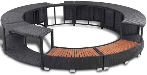 Vista 9 de vidaXL Hot Tub Surround Gray Poly Rattan Gris