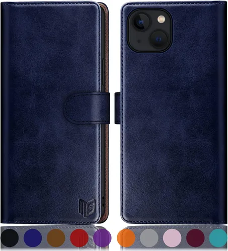 Vista 16 de SUANPOT Funda tipo cartera para iPhone 14 Plus de 6.7 pulgadas con bloqueo RFID, tarjetero de crédito, funda protectora de piel sintética con tapa