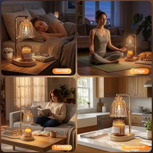Vista 6 de Regalos de Navidad para mujeres Lámpara calefactora de velas con altura ajustable, temporizador y regulador de intensidad, regalos de cumpleaños