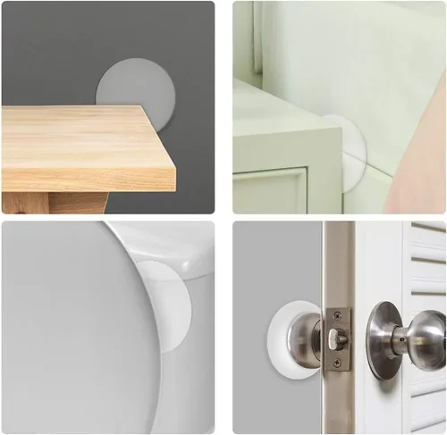 Vista 8 de Protector de pared para pomo de puerta, 6 piezas transparentes redondas de goma suave, protector de pared, parachoques autoadhesivo para manija