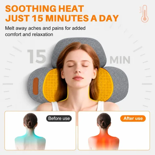 Vista 2 de 3-in-1 Neck Massage Pillow with Heat & Traction, Neck Hump Corrector