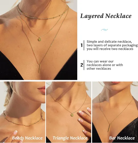 Vista 5 de Collares delicados para mujer, collares en capas, collar de gargantilla chapado en oro, joyería para mujer