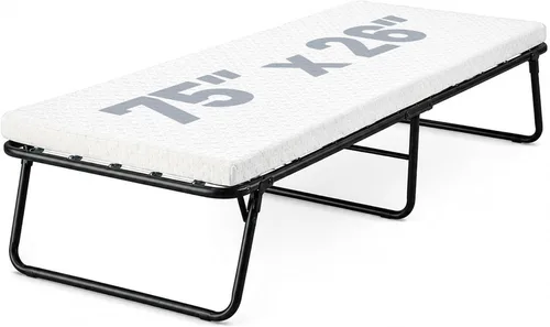 Vista 8 de Treaton, Cama de invitados plegable de 16 pulgadas de alto con colchón de espuma viscoelástica de 5 pulgadas, marco de metal resistente, fácil