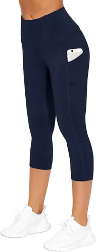 Vista 4 de The Gym People - Pantalones deportivos gruesos de tiro alto, con bolsillos y control de abdomen, leggings para entrenar, correr, hacer yoga