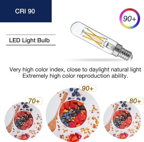 Vista 4 de FLSNT Bombillas LED para candelabros de luz diurna de 5000 K equivalentes a 60 W, bombillas LED regulables T6/T25 E12 para candelabro, 90+ alto CRI