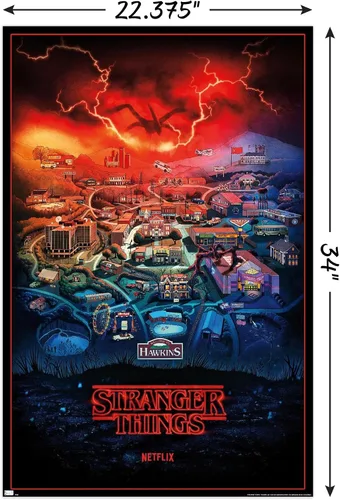 Vista 3 de Trends International - Stranger Things de Netflix: Temporada 4, póster de pared de Hawkins, Indiana, 57 x 86 cm, paquete de alta calidad de póster