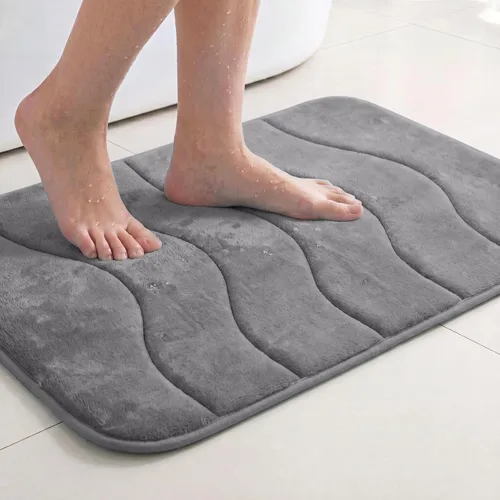 Vista 8 de Flamingo P Alfombra de Baño de Espuma Viscoelástica Tapetes de Baño Alfombra Antideslizante Absorbente de Agua para Ducha, 24x17 pulgadas, Verde Aqua