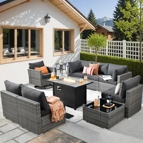 Vista 42 de HOOOWOOO Patio Sectional Furniture Set,2 Piece Couch Set with 2 Matching Armless Chairs(Beige)